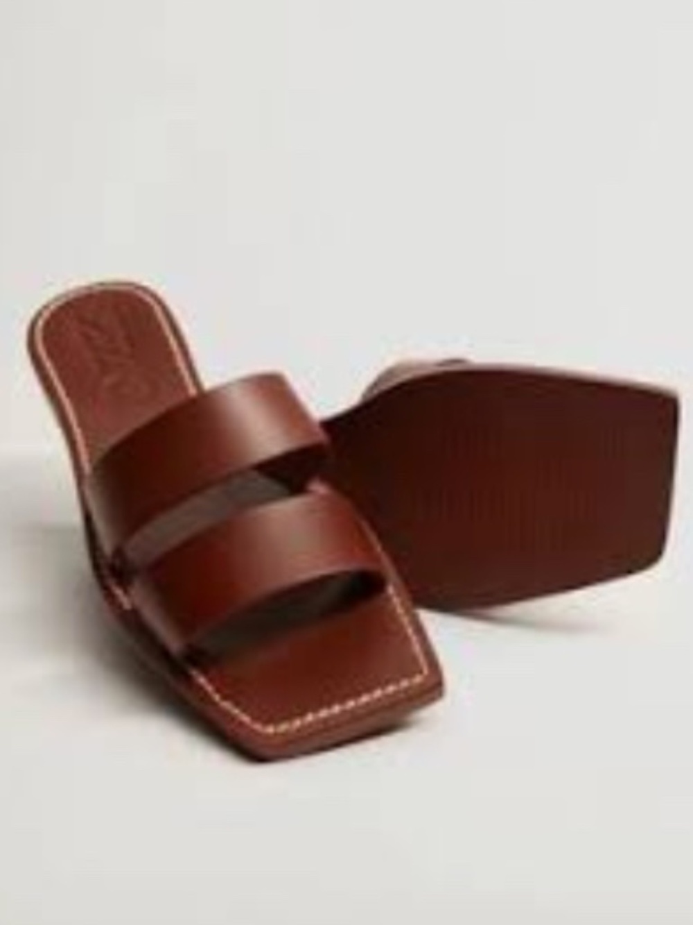 Mango Brown Leather Sandals Size 7.5